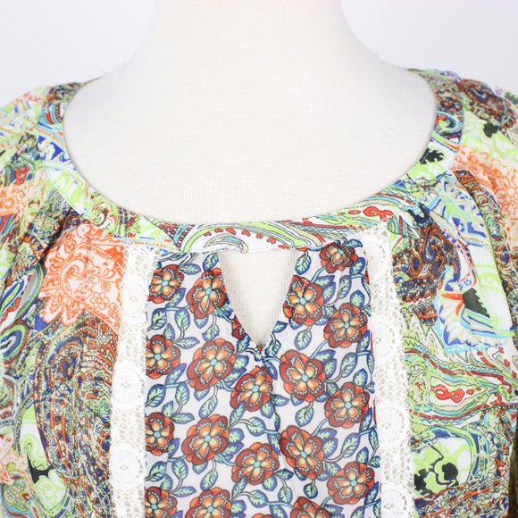 Figueroa & Flower Womens Small Paisley Sheer Blouse Top - Picture 3 of 5